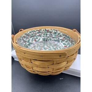 Longaberger 1997 Christmas Collection Popcorn Basket Handles, Liner & Protector